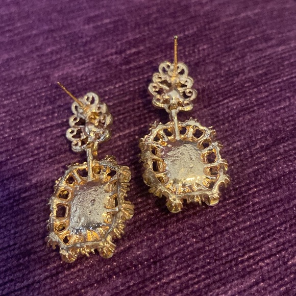 Gold and Rhinestone earrings - Picture 2 of 2